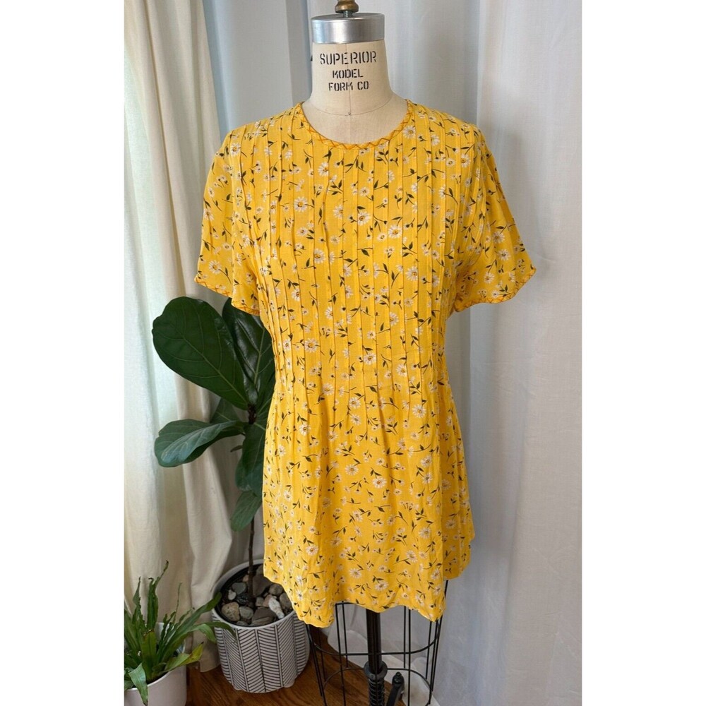 Vintage Positive Attitude 1990 Yellow Floral Babydoll Grunge Babydoll Dress Sz M